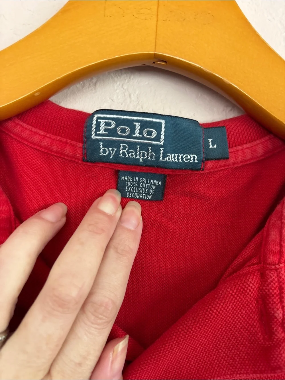 Ralph Lauren Red Short-Sleeve Polo with Embroidered Bear size L